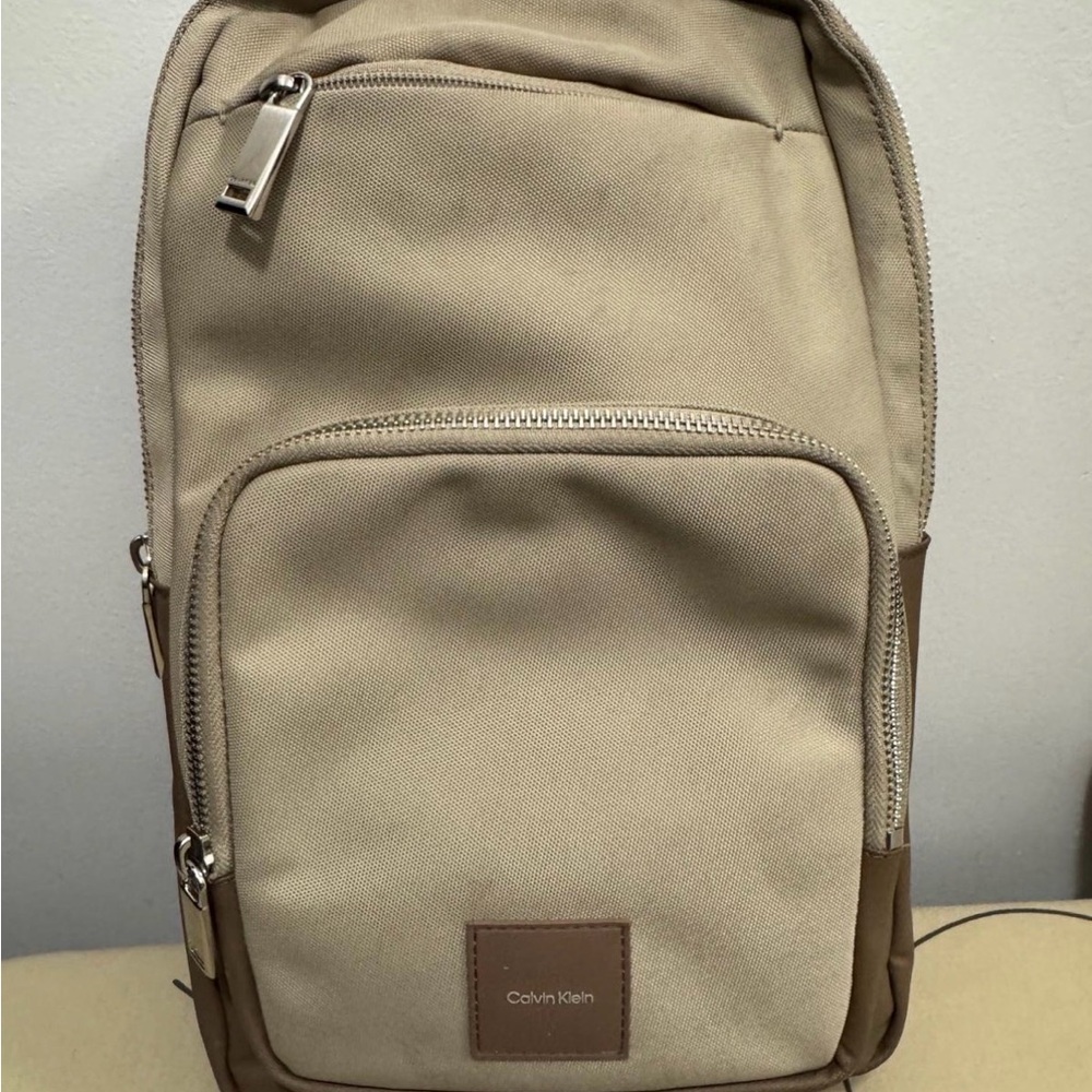 Calvin Klein Beige and Brown Backpack